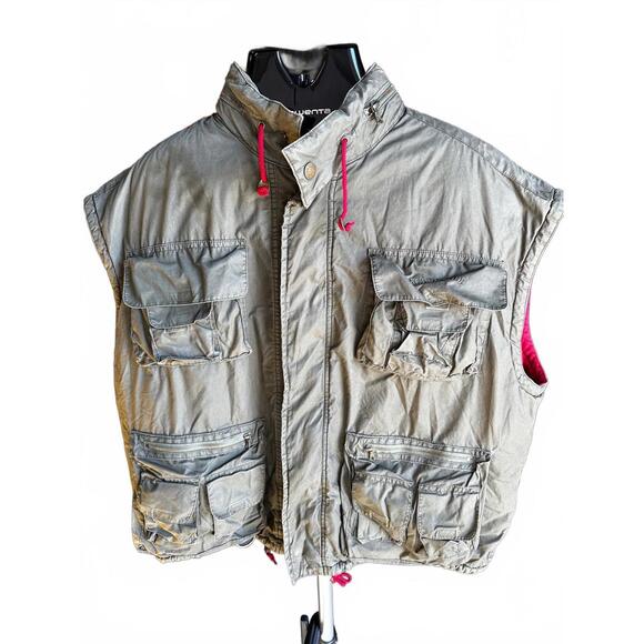 Vintage Faconnable Field Jacket L/XL Olive Red Lining